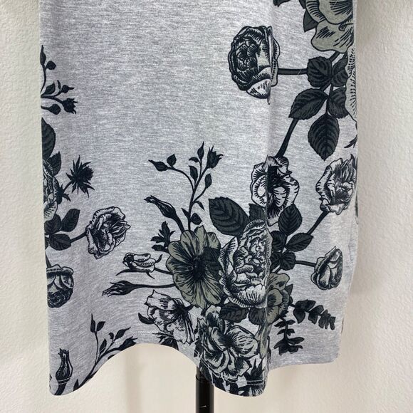 LuLaRoe Jersey Knit Black Rose Floral Gray T Shirt Dress XL Boho Whimsy Goth - Picture 5 of 10